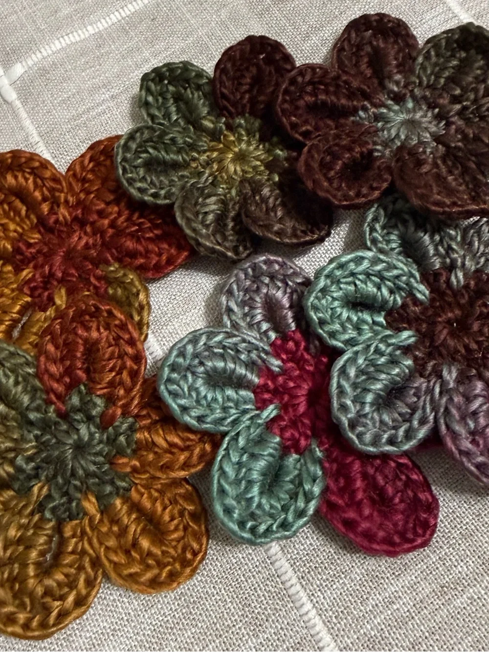 Handmade Multicolor Crochet Flower Accents - Set of 6